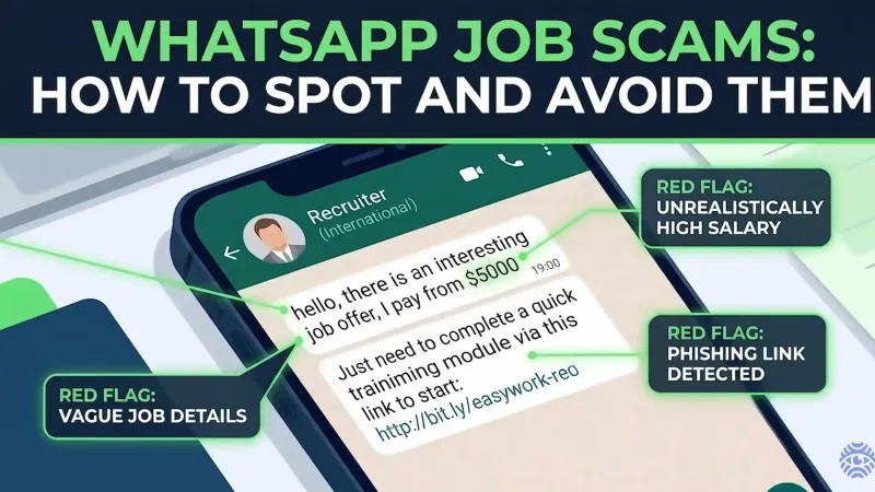 WhatsApp job scams warning illustration